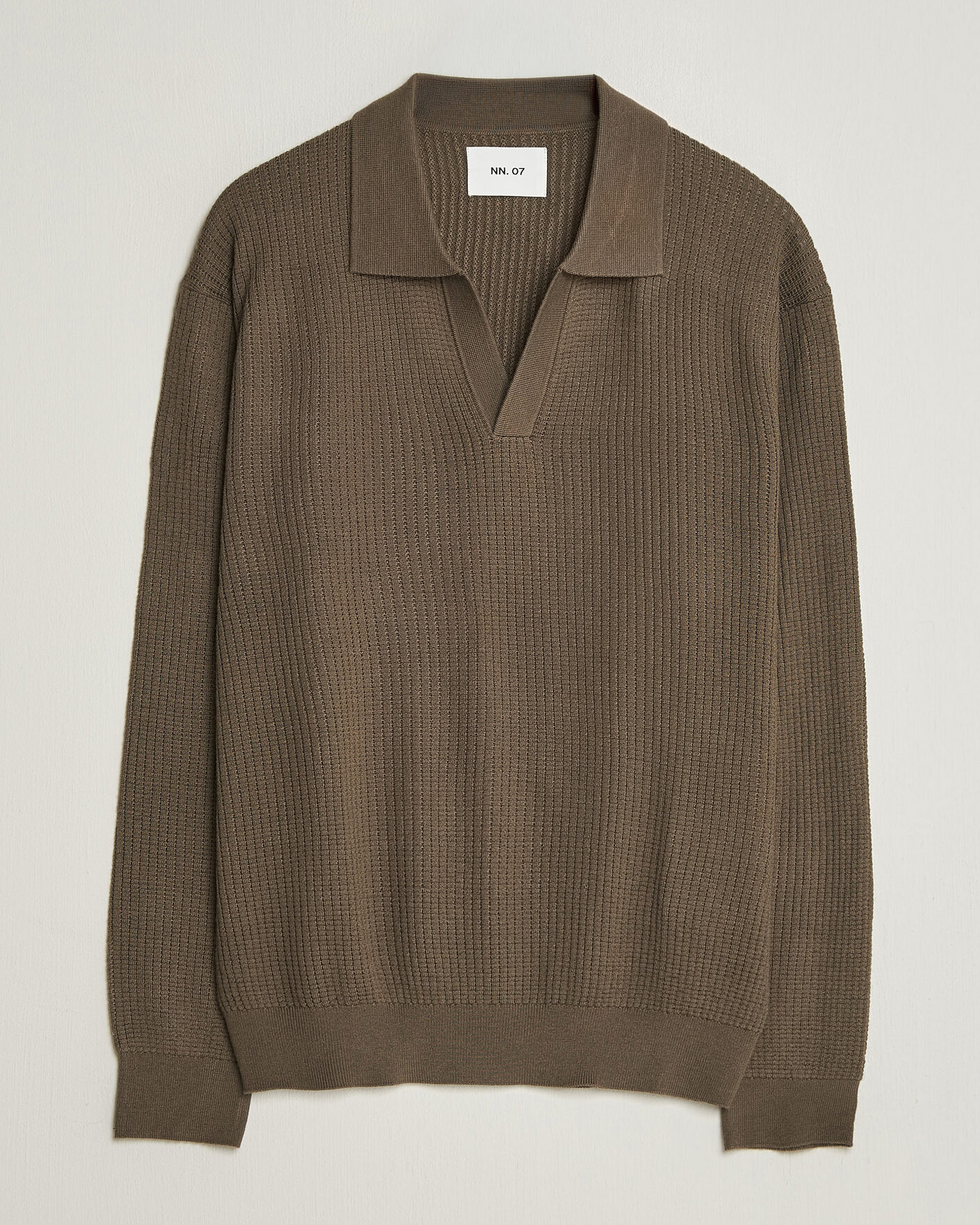 Men | Sweaters & Knitwear | NN07 | Nate Wool Knitted Polo Mable Husk