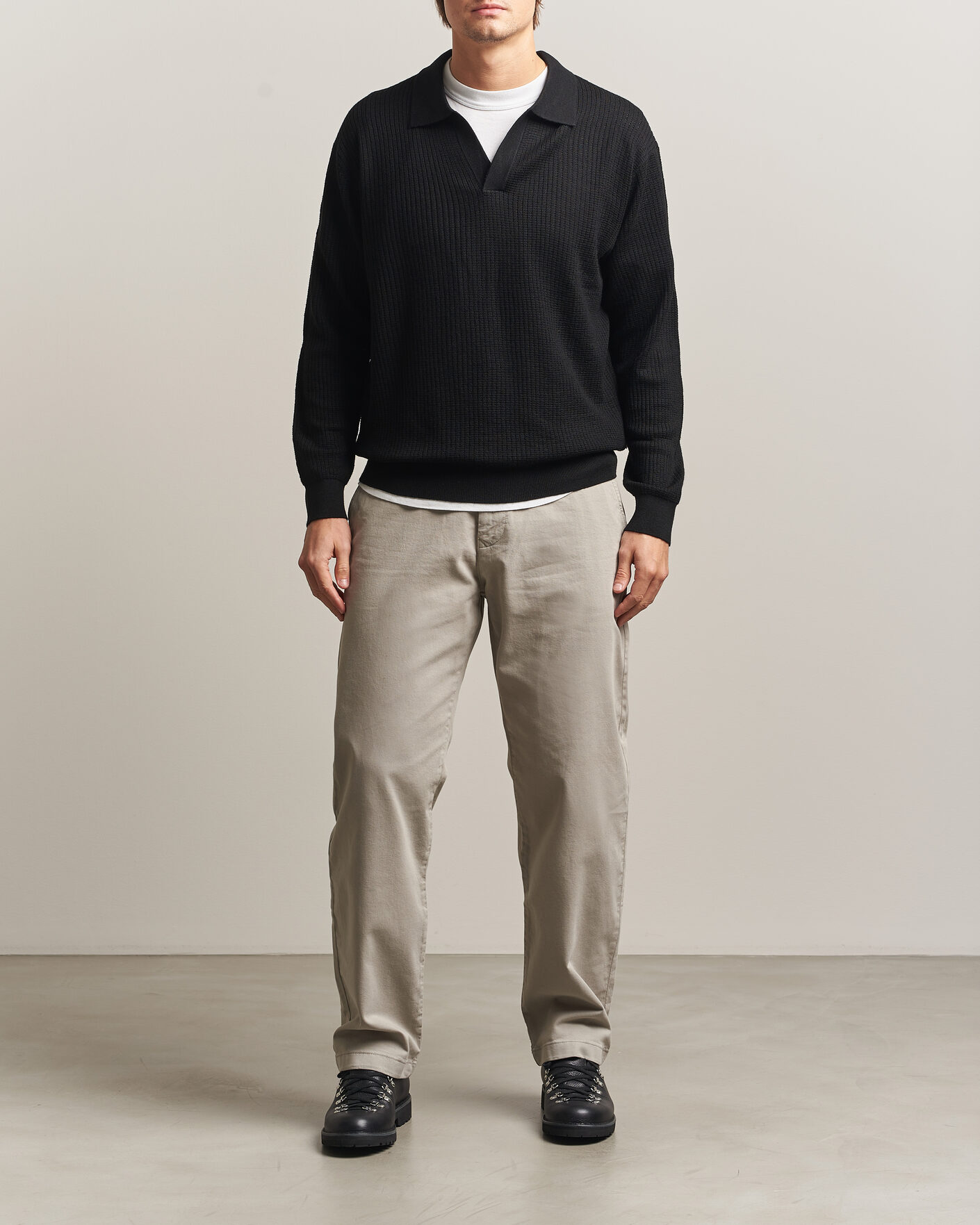 Men | Sweaters & Knitwear | NN07 | Nate Wool Knitted Polo Black