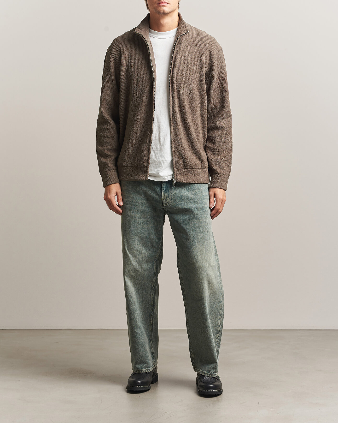 Men | Sweaters & Knitwear | NN07 | Danny Rib Knitted Full Zip Mable Husk