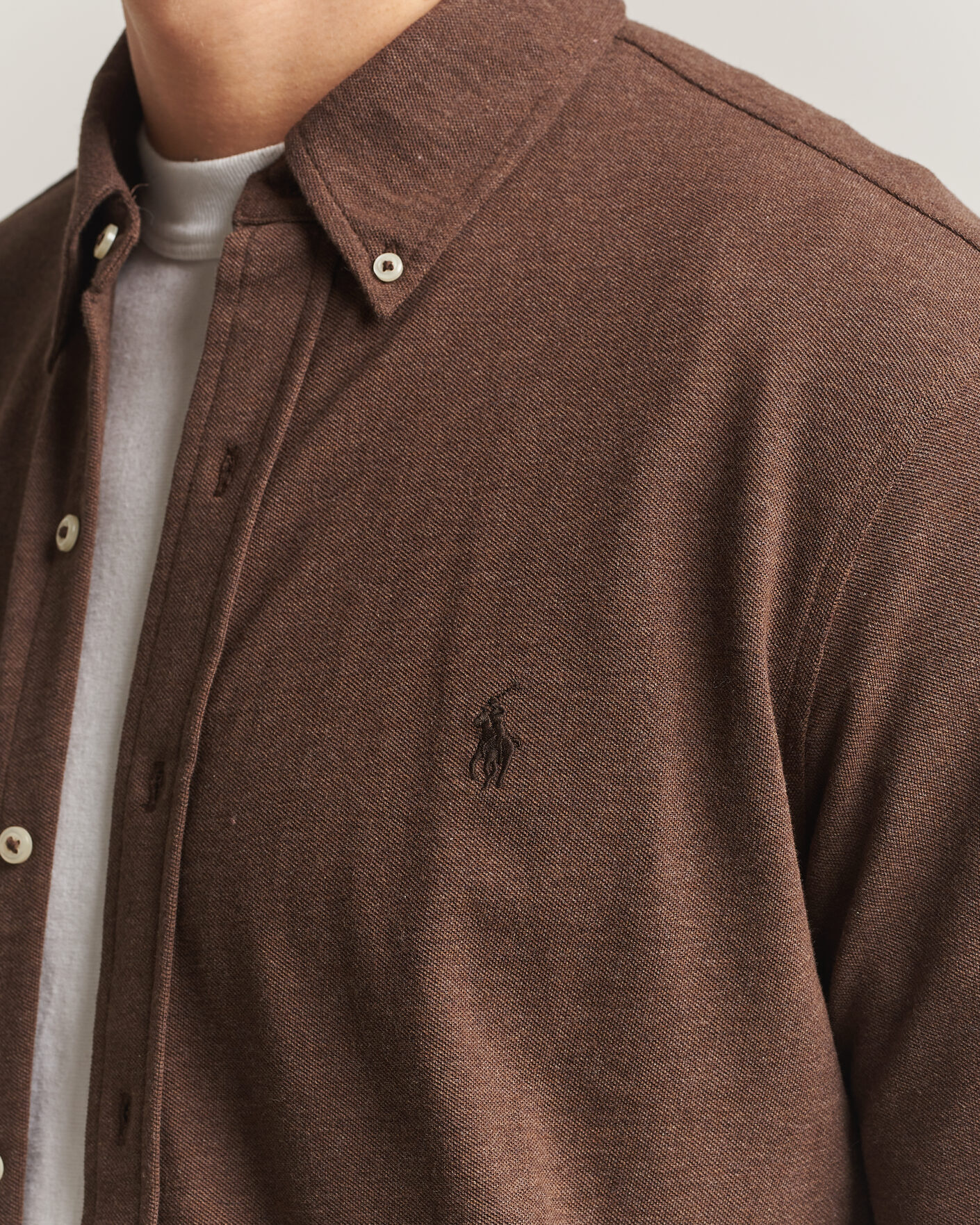 Men | Polo Shirts | Polo Ralph Lauren | Featherweight Mesh Shirt Nutmeg Brown Heather