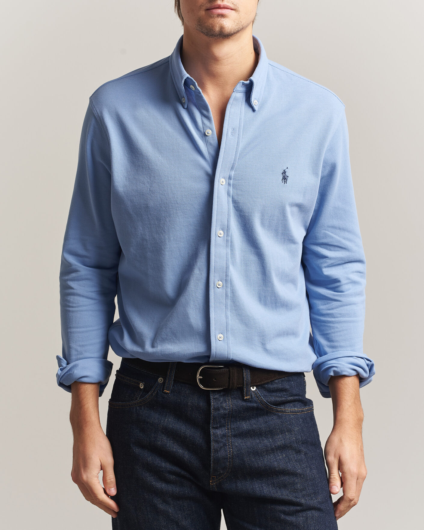 Men | Polo Shirts | Polo Ralph Lauren | Featherweight Mesh Shirt Dress Shirt Blue