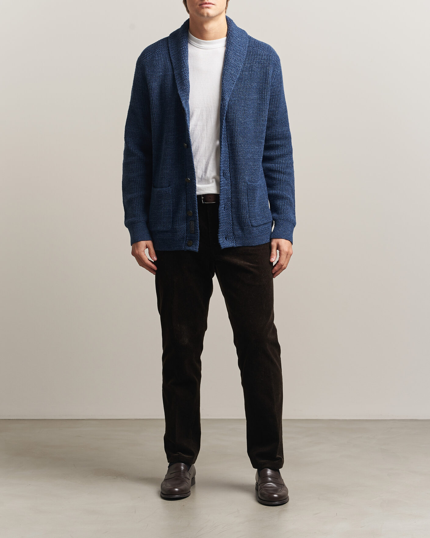 Men | Sweaters & Knitwear | Polo Ralph Lauren | Cotton Shawl Cardigan Blue Marl