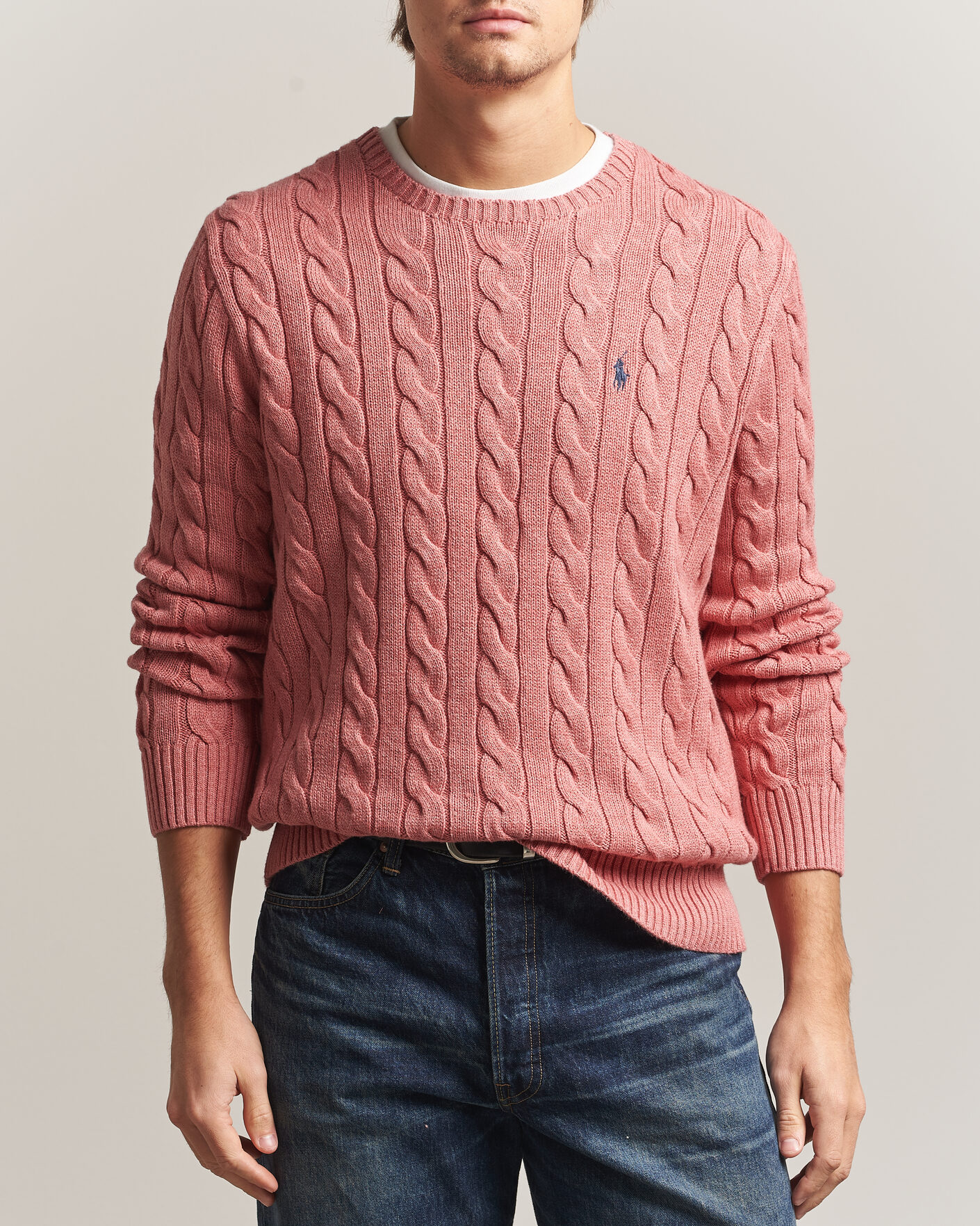 Men | Sweaters & Knitwear | Polo Ralph Lauren | Cotton Cable Pullover Faded Cranberry Heather