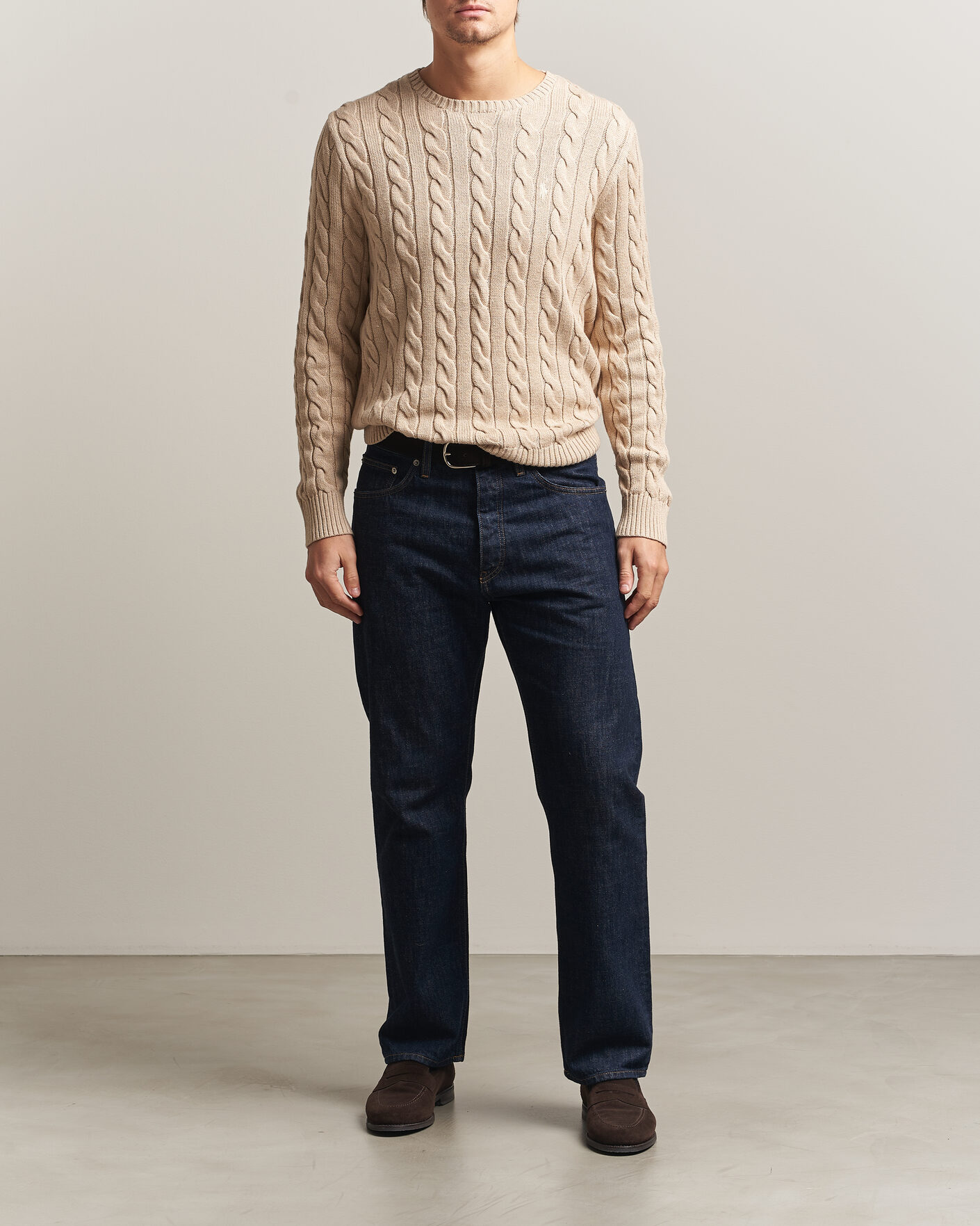 Men | Sweaters & Knitwear | Polo Ralph Lauren | Cotton Cable Pullover Jicama Brown Heather