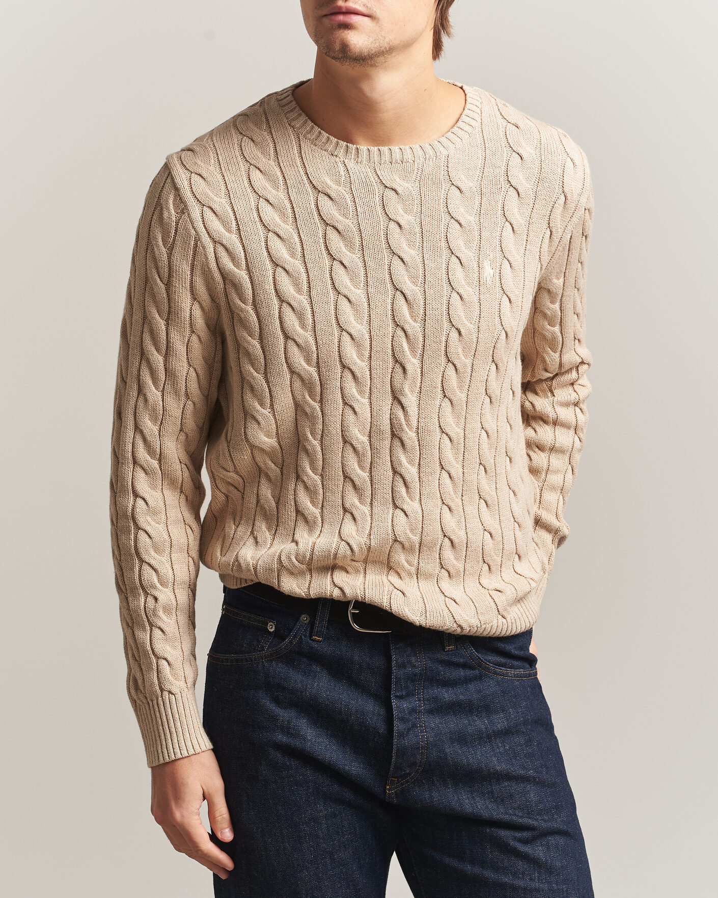 Men | Sweaters & Knitwear | Polo Ralph Lauren | Cotton Cable Pullover Jicama Brown Heather