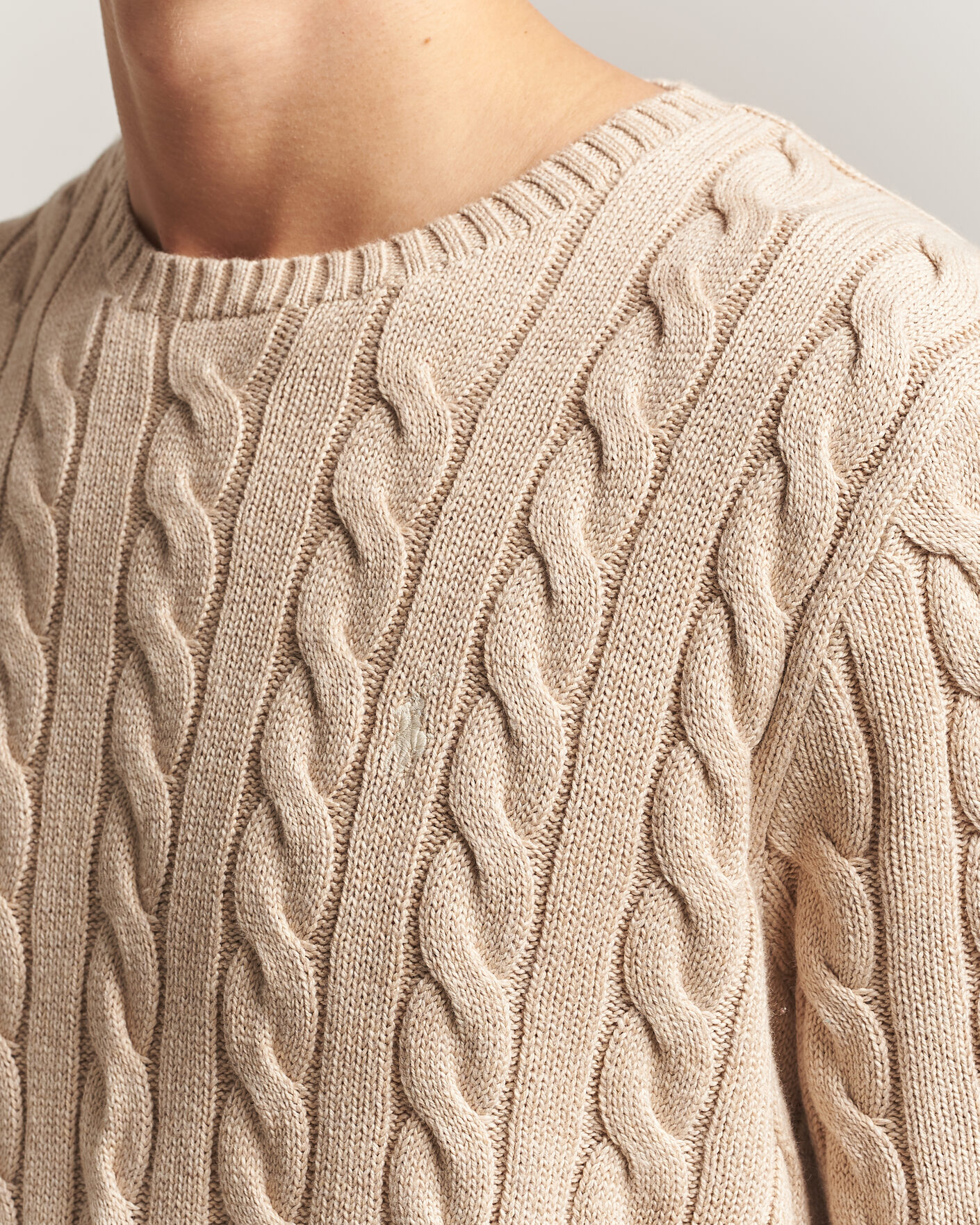 Men | Sweaters & Knitwear | Polo Ralph Lauren | Cotton Cable Pullover Jicama Brown Heather