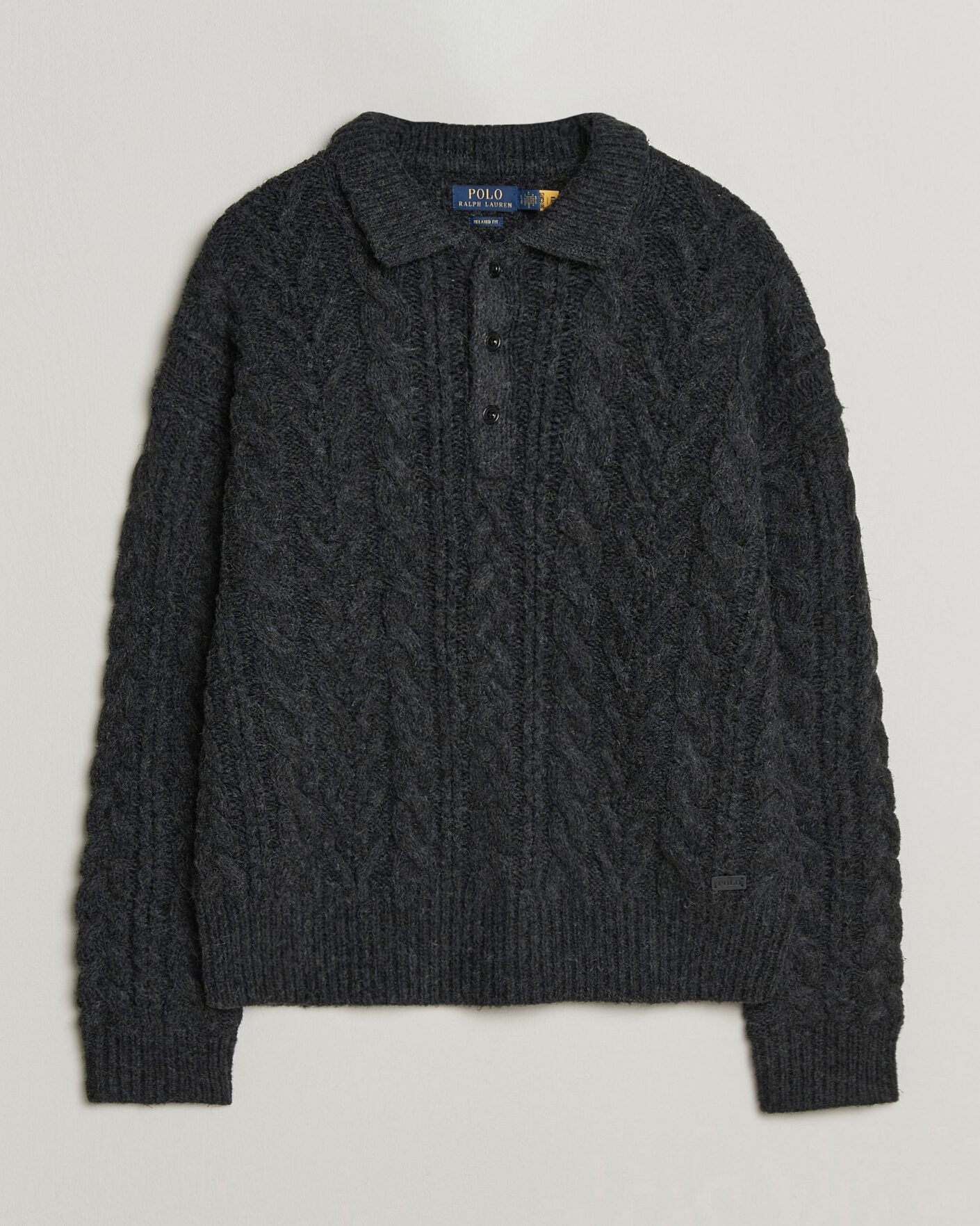Men | Sweaters & Knitwear | Polo Ralph Lauren | Wool Blend Aran Sweater Hawks Eye Heather