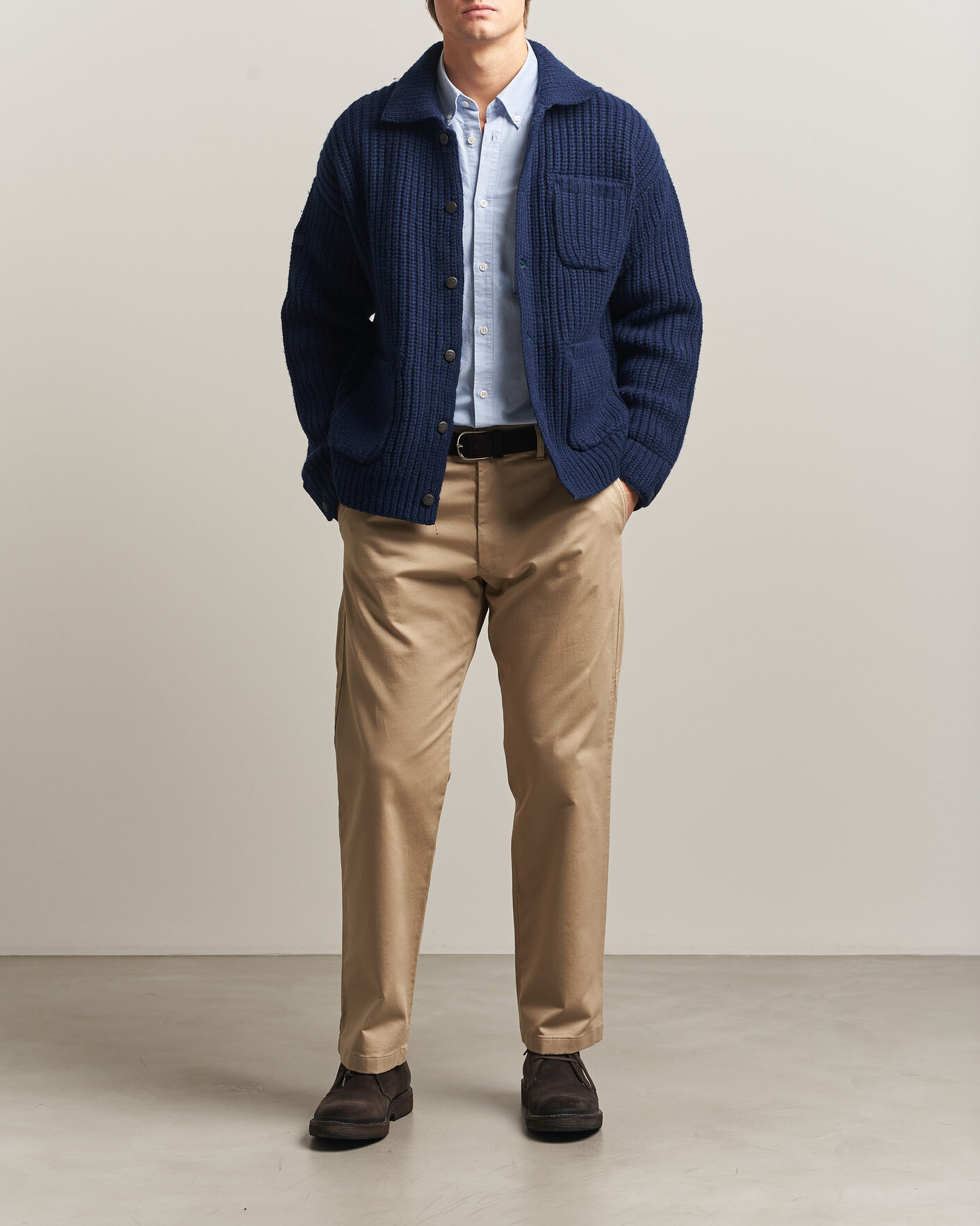 Men | Sweaters & Knitwear | Polo Ralph Lauren | Wool Blend Button Cardigan Blue Stonecrop