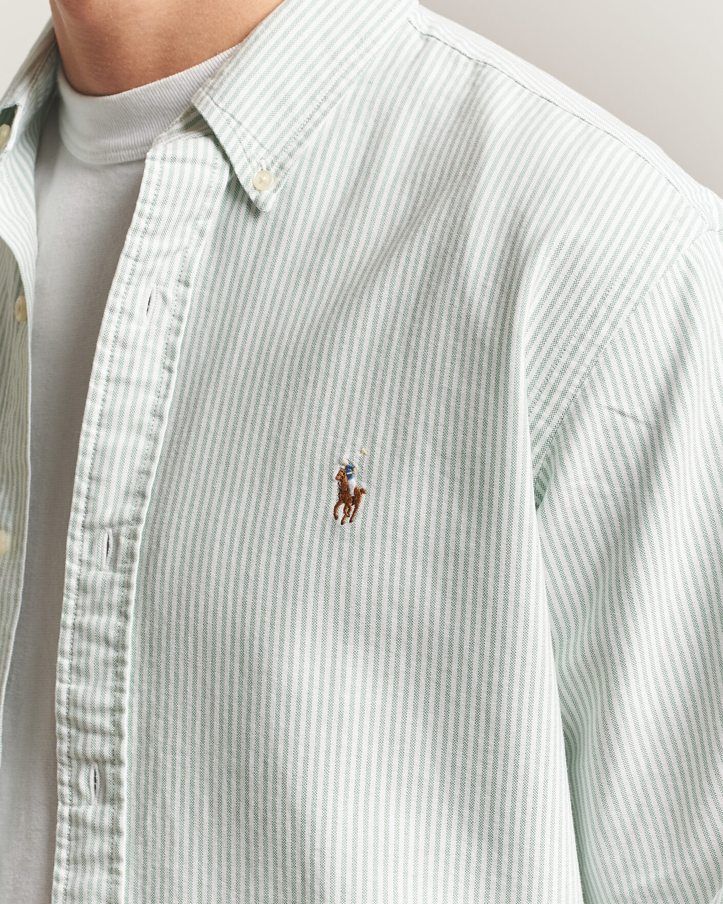 Men | Shirts | Polo Ralph Lauren | Custom Slim Fit Oxford Shirt Pistachio/White