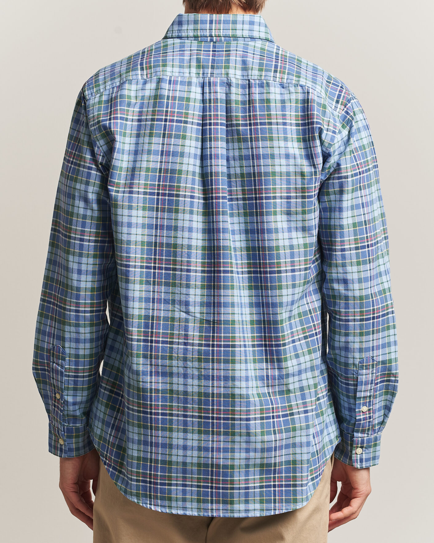 Men | Shirts | Polo Ralph Lauren | Custom Slim Fit Check Oxford Shirt Blue Dusty/Green