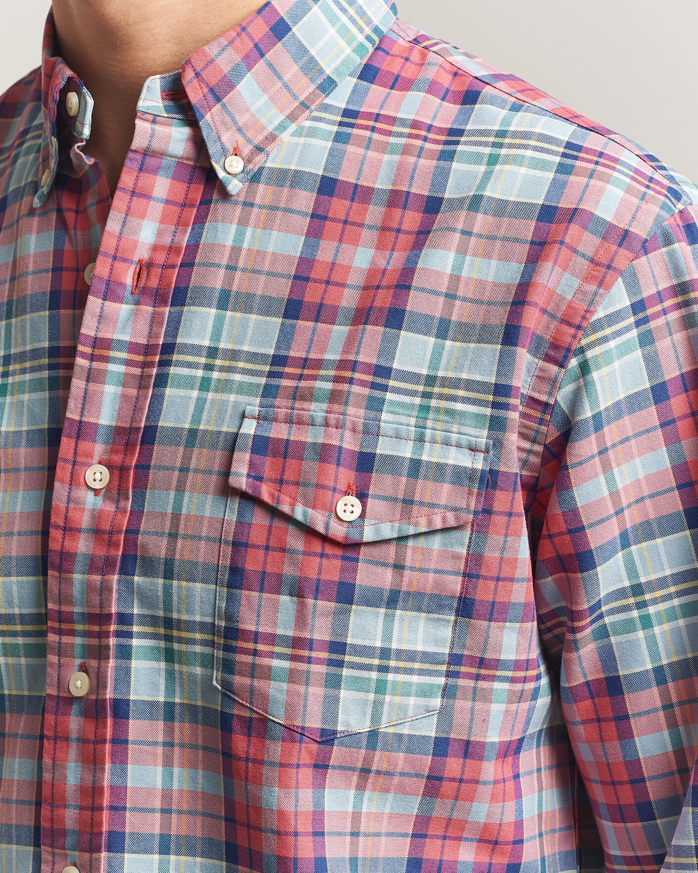 Men | Shirts | Polo Ralph Lauren | Classic Fit Checked Oxford Sport Shirt Red Dusty Blue