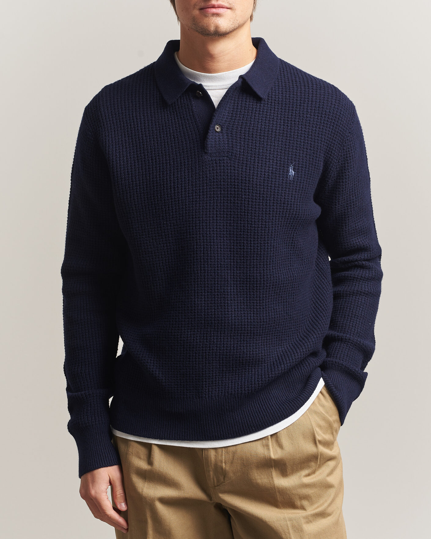 Men | Sweaters & Knitwear | Polo Ralph Lauren | Wool/Cotton Knitted Polo Hunter Navy