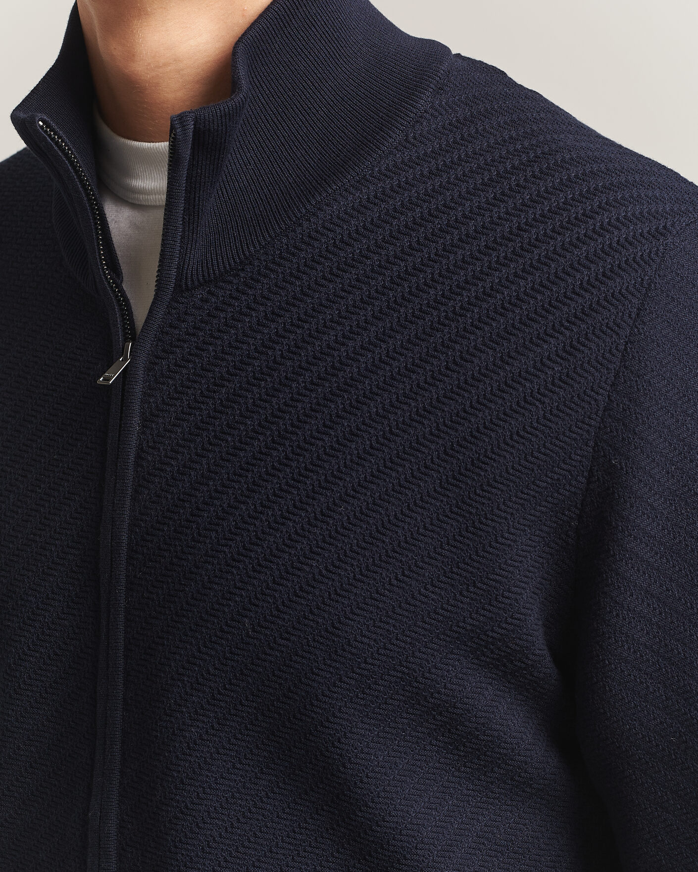 Men | Sweaters & Knitwear | BOSS BLACK | Loretti Cotton Knitted Full Zip Dark Blue