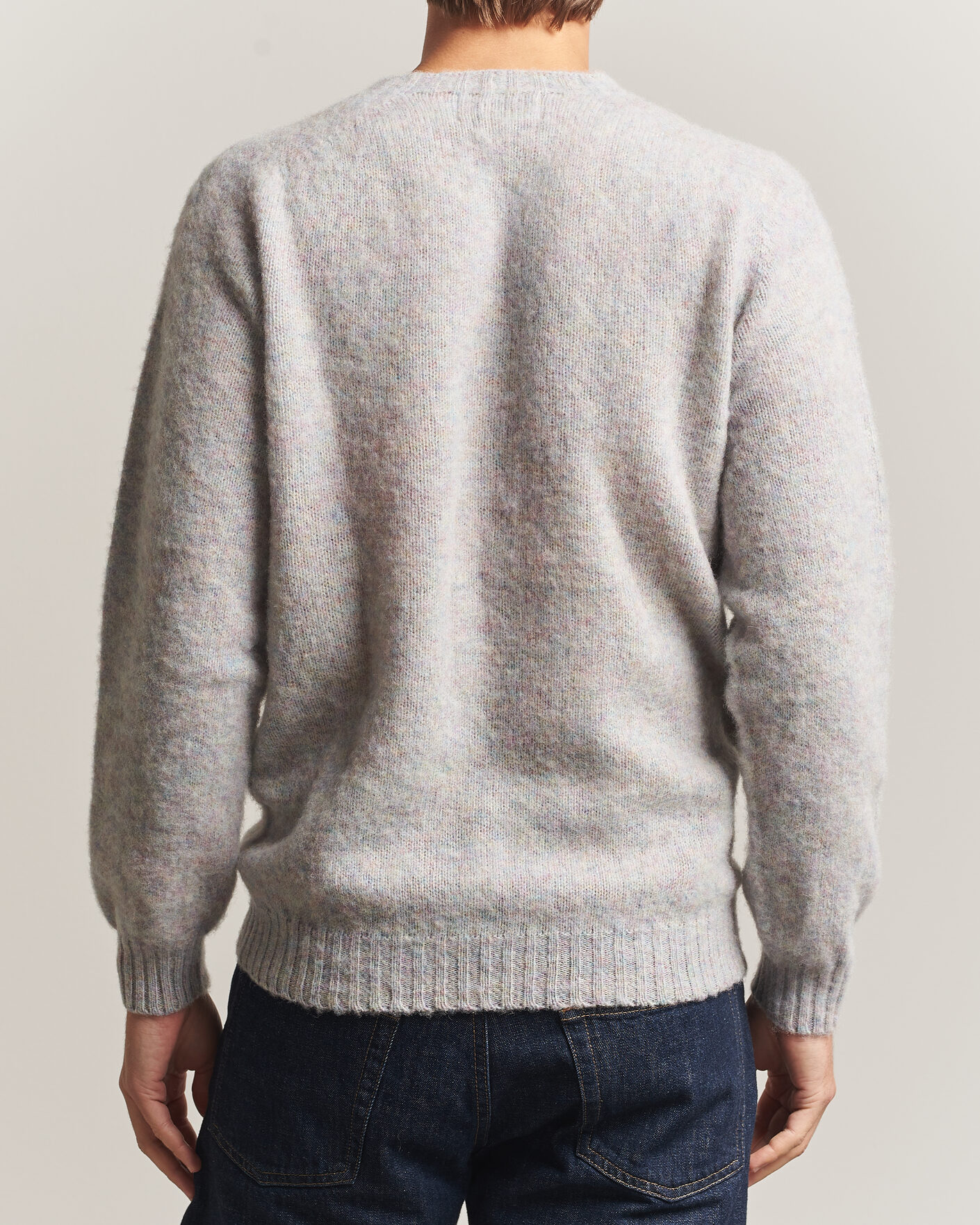 Men | Sweaters & Knitwear | Harley Of Scotland | Brushed Supersoft Lambswool Crewneck Aurora