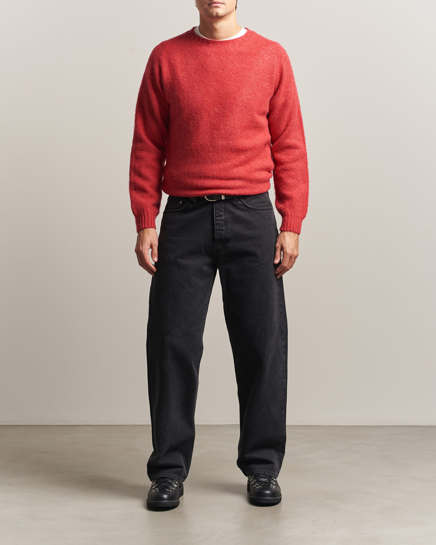 Men | Sweaters & Knitwear | Harley Of Scotland | Brushed Supersoft Lambswool Crewneck Damask