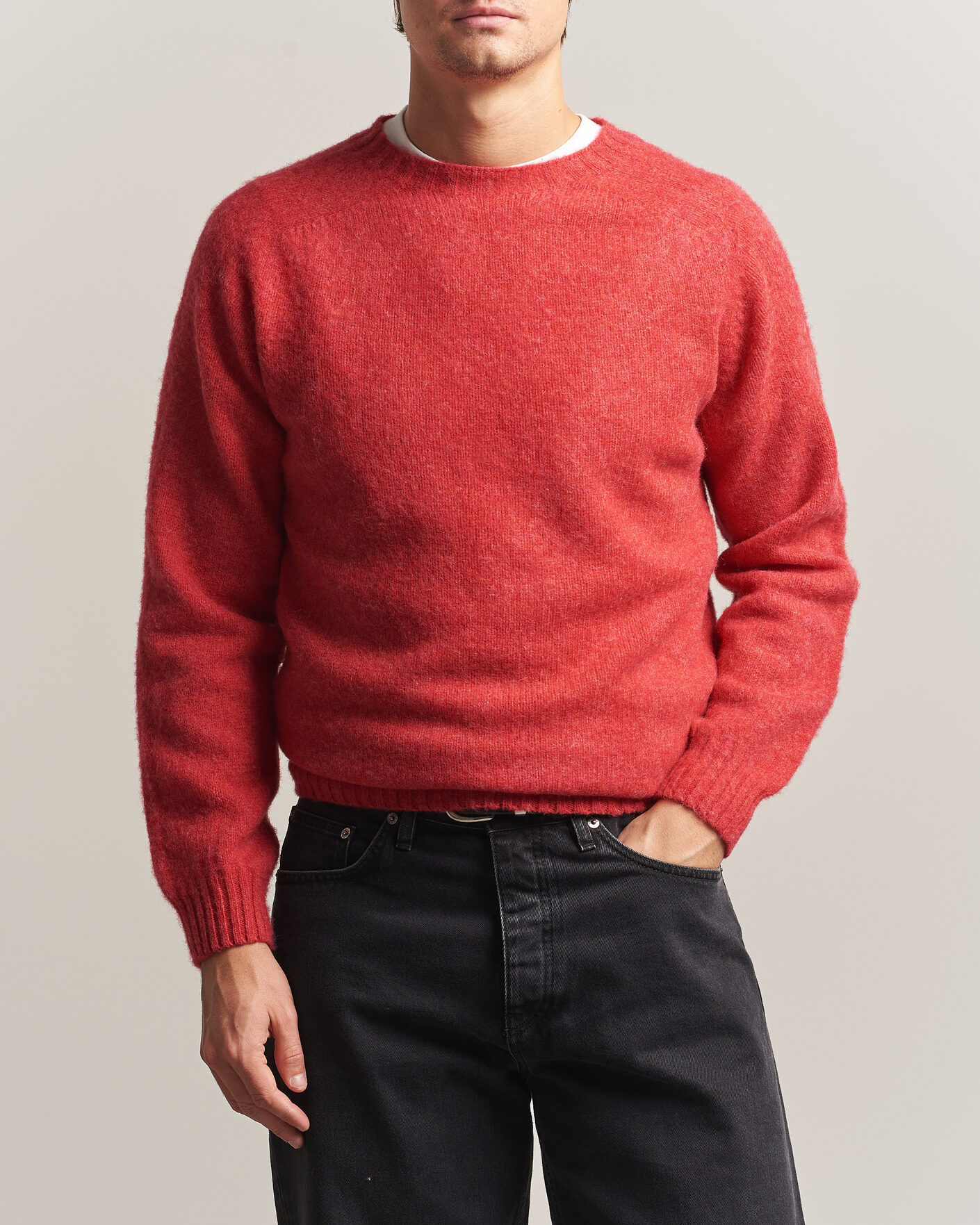 Men | Sweaters & Knitwear | Harley Of Scotland | Brushed Supersoft Lambswool Crewneck Damask