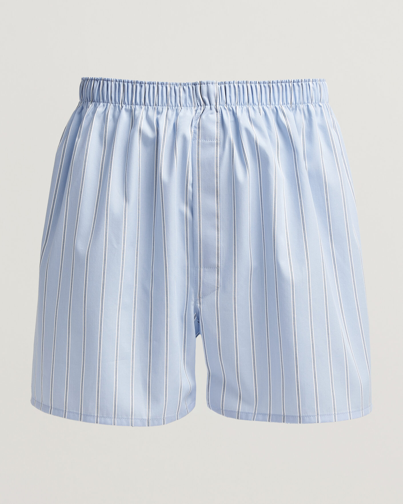 Men | Underwear & Socks | Sunspel | Classic Woven Cotton Boxer Shorts Blue Wide Stripe