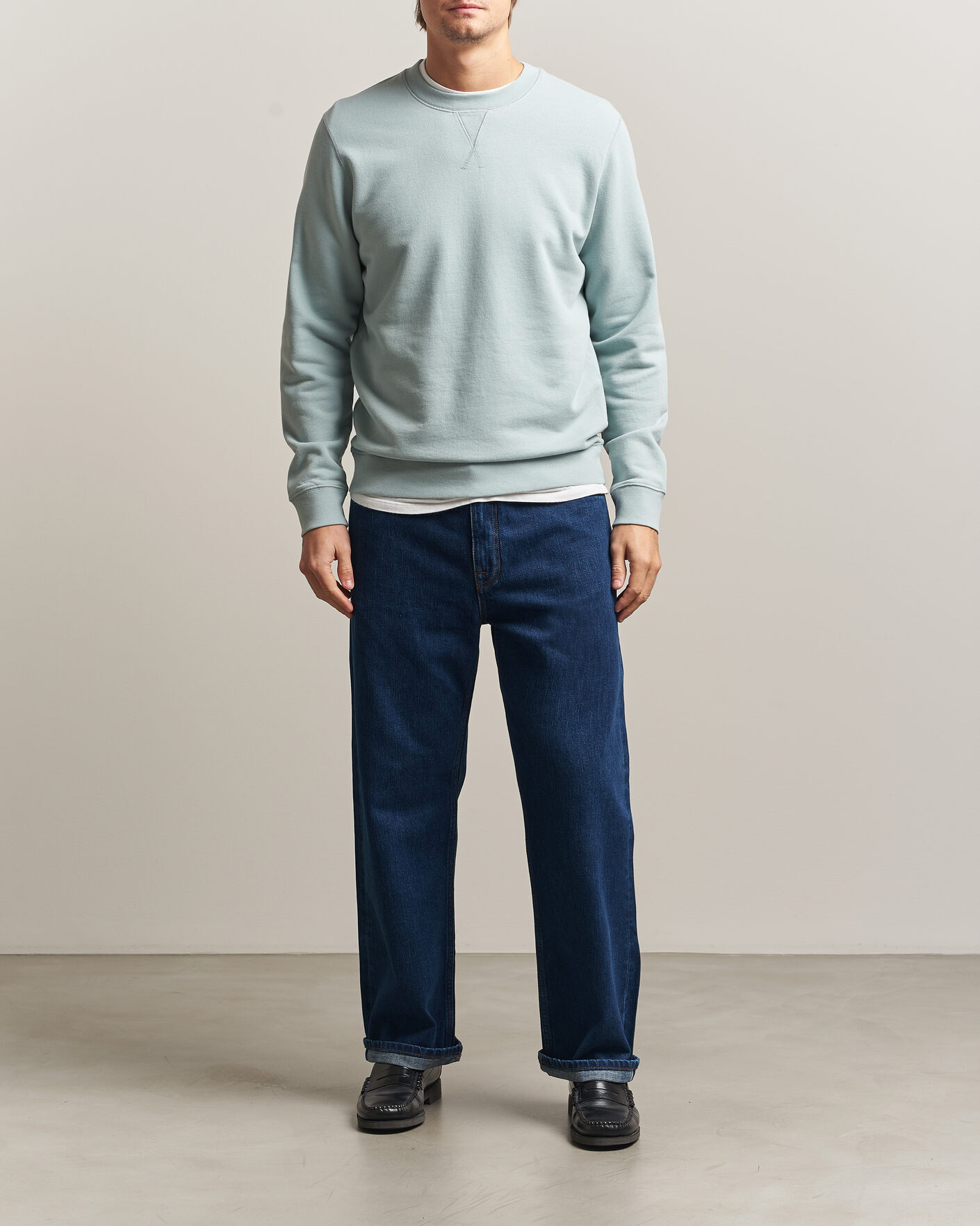 Men | Sweaters & Knitwear | Sunspel | Loopback Sweatshirt Light Green