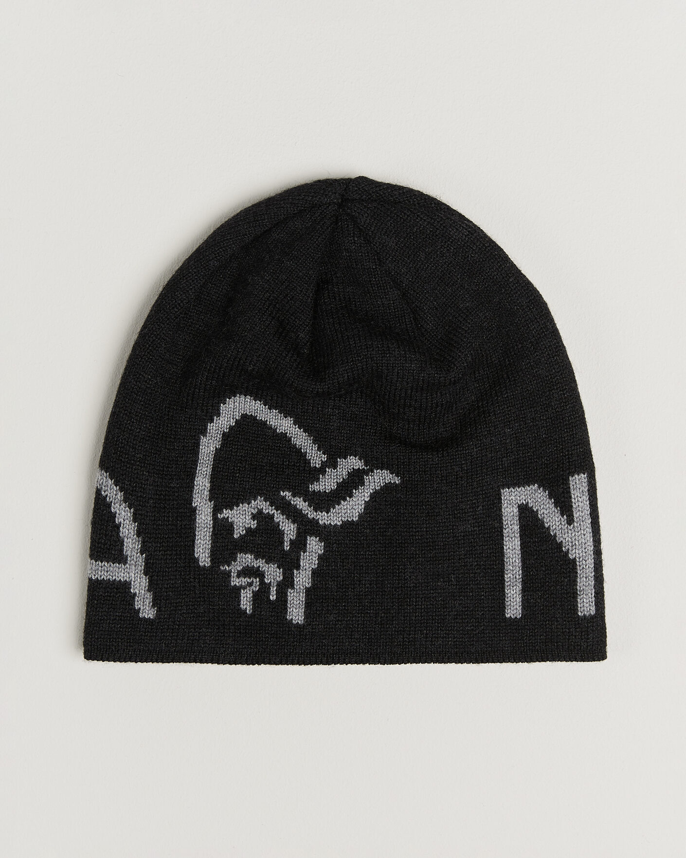 Men | Beanies | Norrøna | Mid Merino Wool Logo Beanie Caviar Melange
