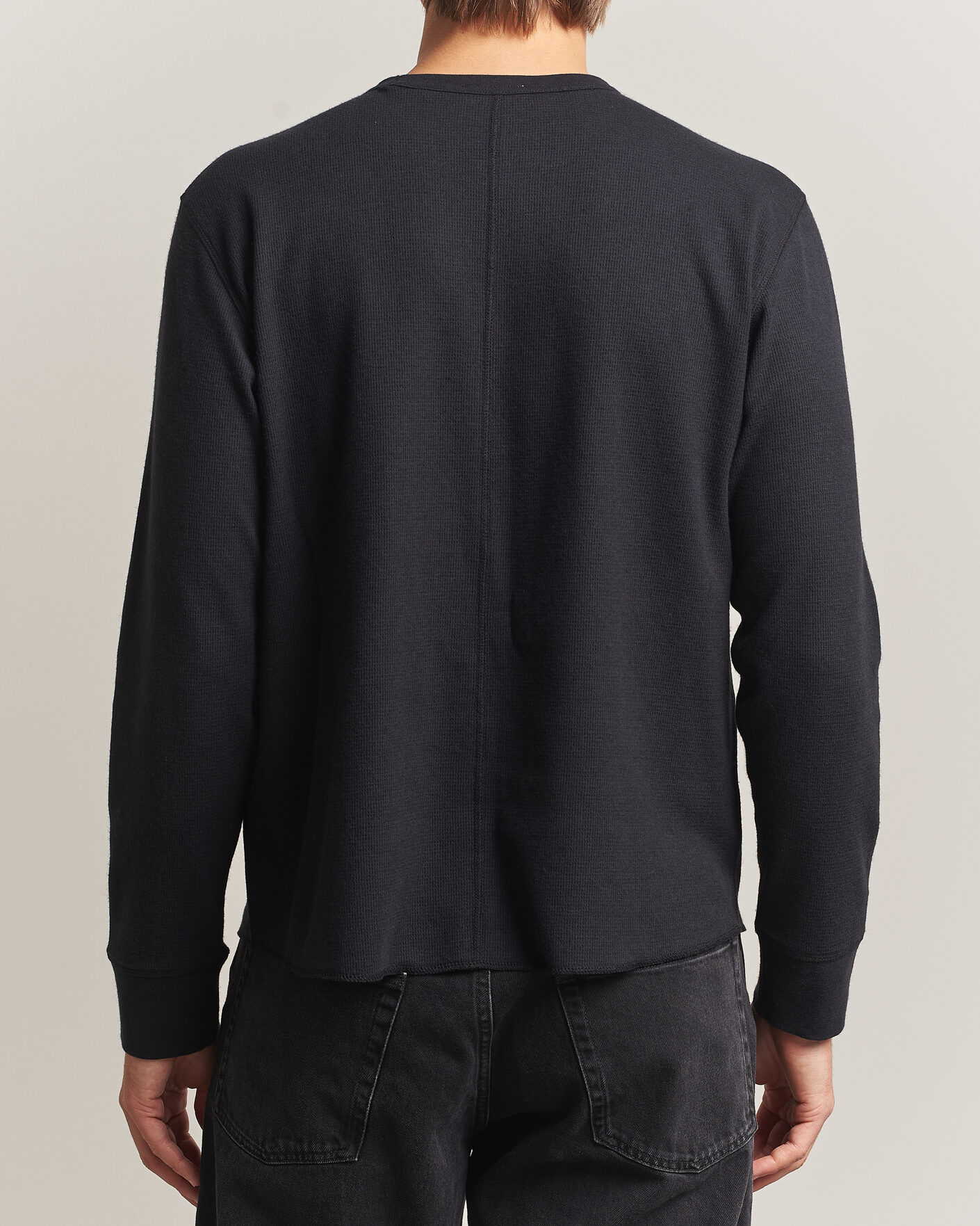 Men | T-Shirts | Sunflower | Wool Waffle Long Sleeve T-Shirt Black