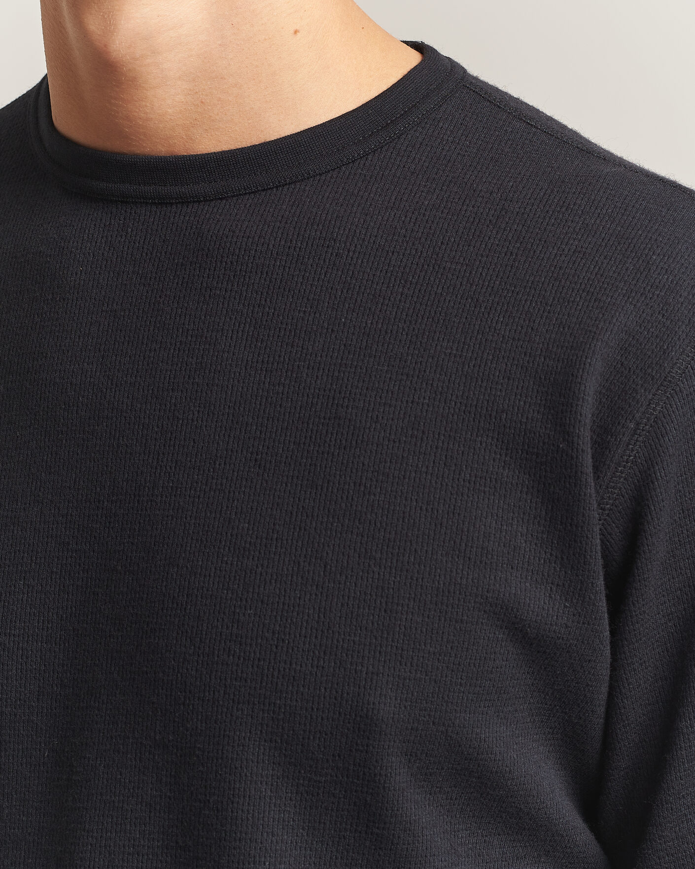 Men | T-Shirts | Sunflower | Wool Waffle Long Sleeve T-Shirt Black