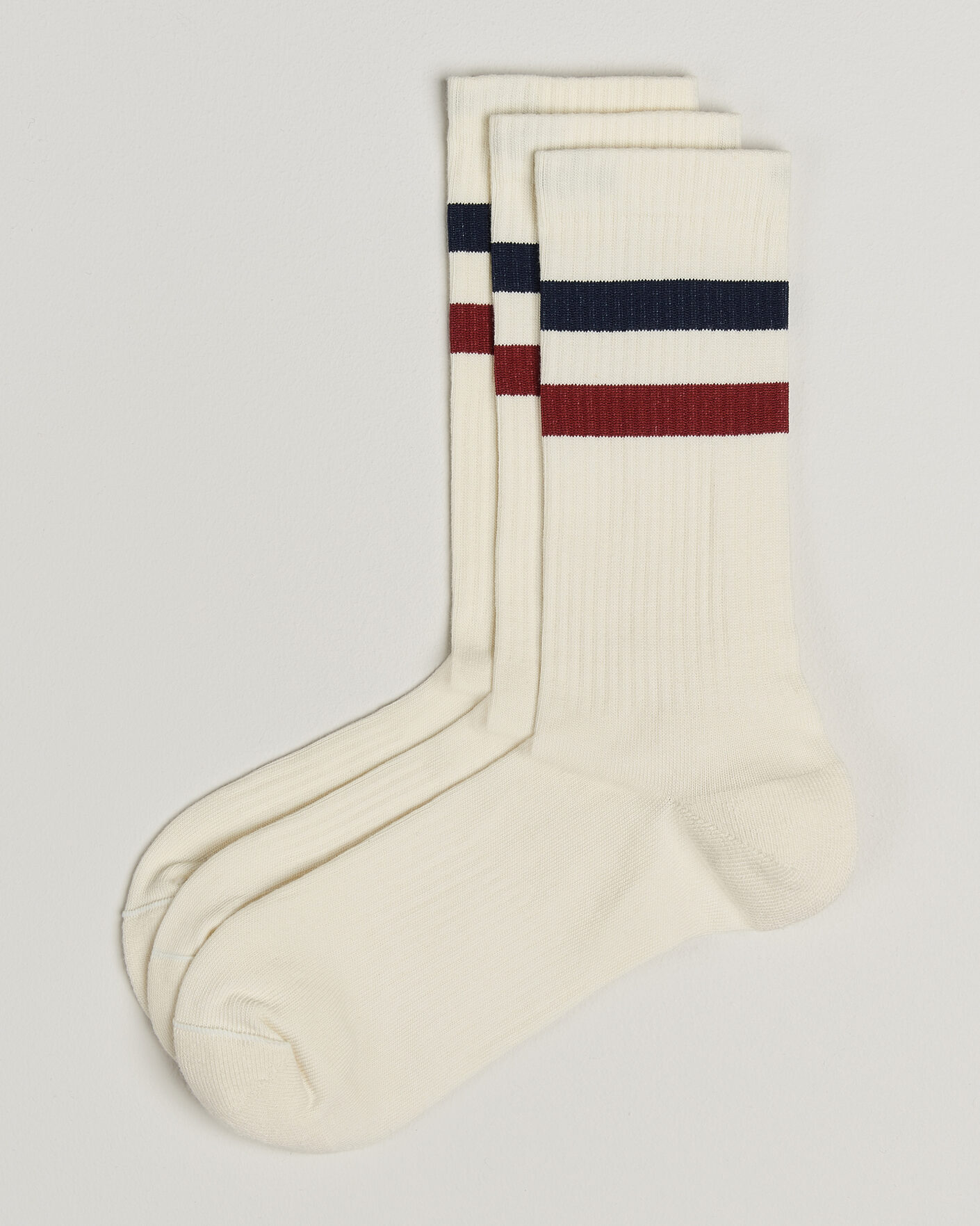 Men | Underwear & Socks | Sweyd | 3-Pack Two Stripe Cotton Socks Navy/Red/White