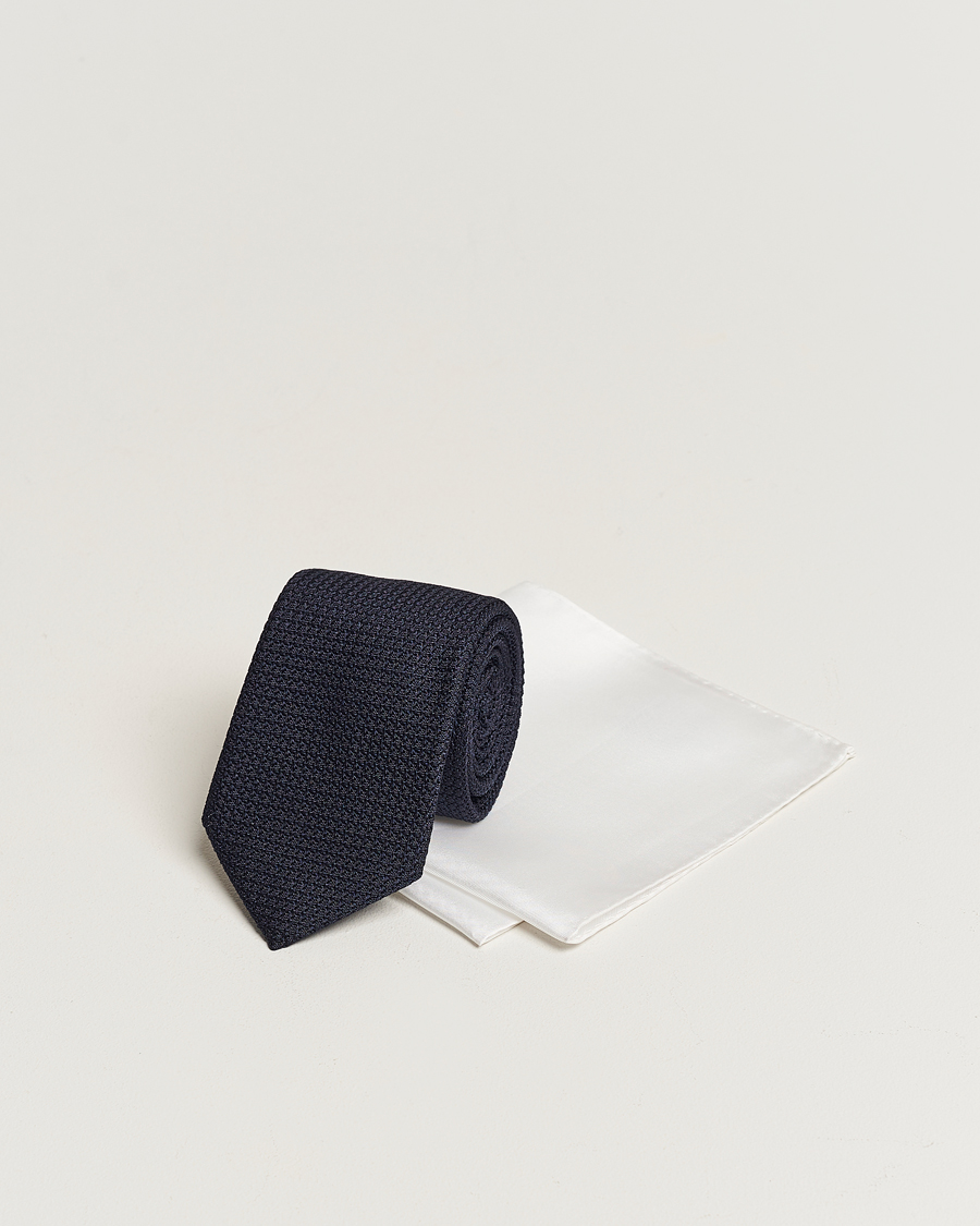 Men | Ties | Amanda Christensen | Set Tie Navy & Handkercheif White