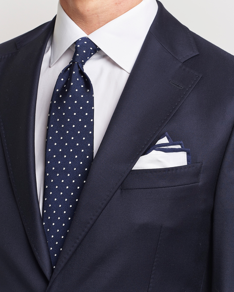 Men | Ties | Amanda Christensen | Set Tie & Pocket Square Navy/White