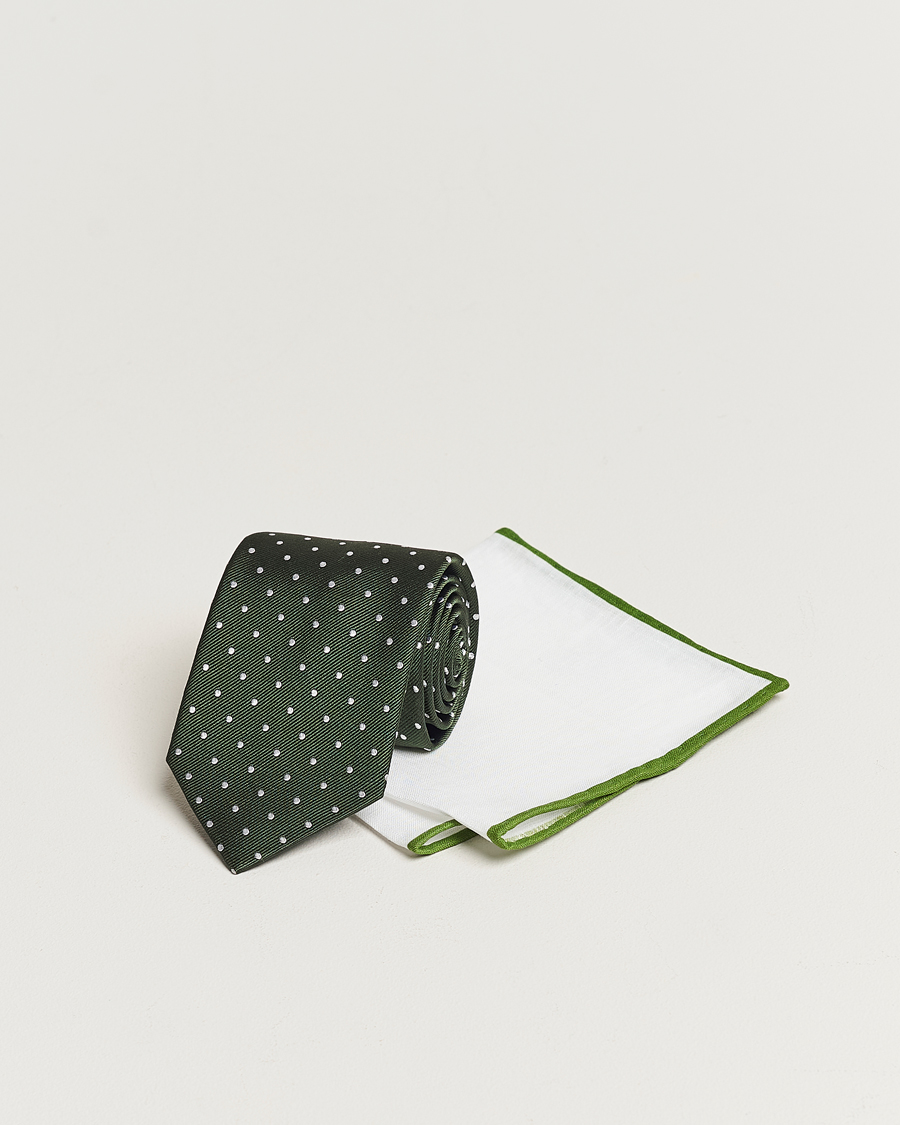 Men | Ties | Amanda Christensen | Set Tie & Pocket Square Green/White