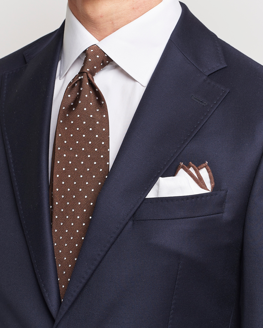 Men | Ties | Amanda Christensen | Set Tie & Pocket Square Brown/White
