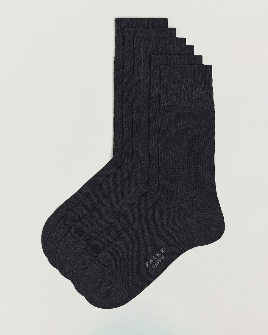 Men | Underwear & Socks | Falke | 6-pack Happy Cotton Socks Anthracite Melange