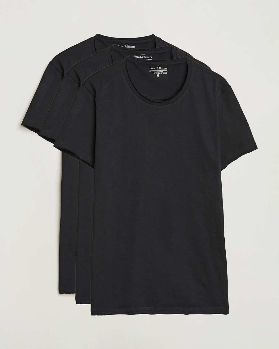 Men | T-Shirts | Bread & Boxers | 3-pack Crew Neck Relaxed Black