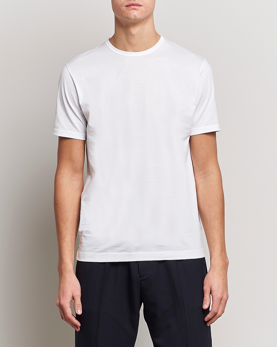 Men | T-Shirts | Sunspel | 2-Pack Crew Neck Q82 Cotton T-Shirt White & Black