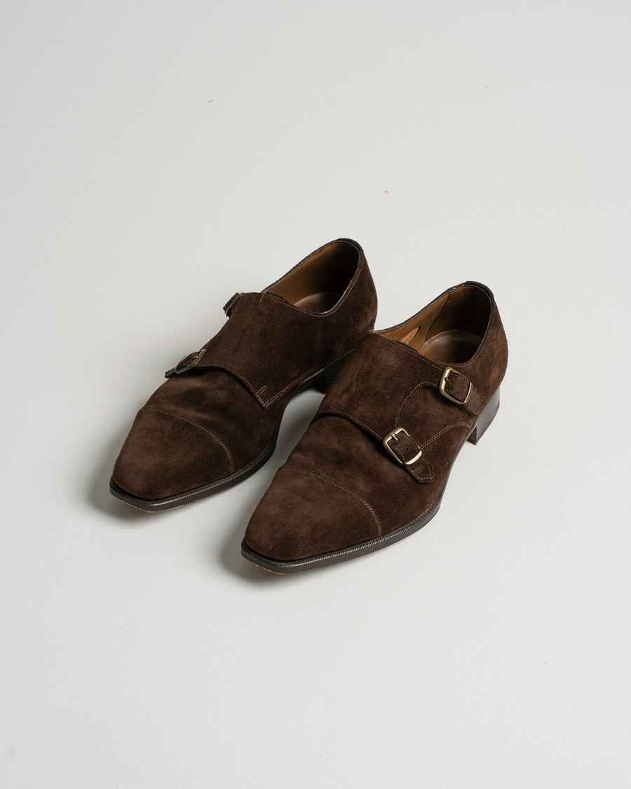 Men | Edward Green Westminster Double Monk Mink Suede | Pre-owned | Edward Green Westminster Double Monk Mink Suede