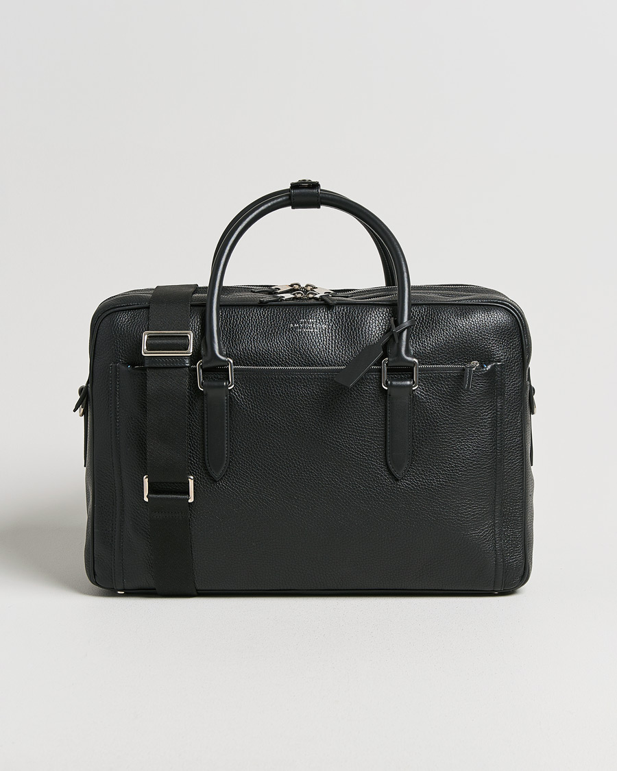 Men | Smythson Burlington 24 Hour Bag Black Deerskin | Pre-owned | Smythson Burlington 24 Hour Bag Black Deerskin