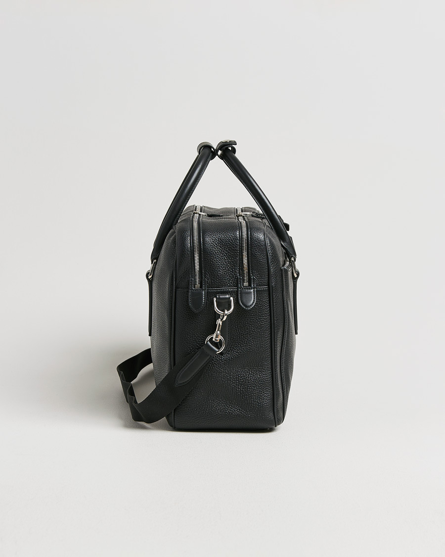 Men | Smythson Burlington 24 Hour Bag Black Deerskin | Pre-owned | Smythson Burlington 24 Hour Bag Black Deerskin