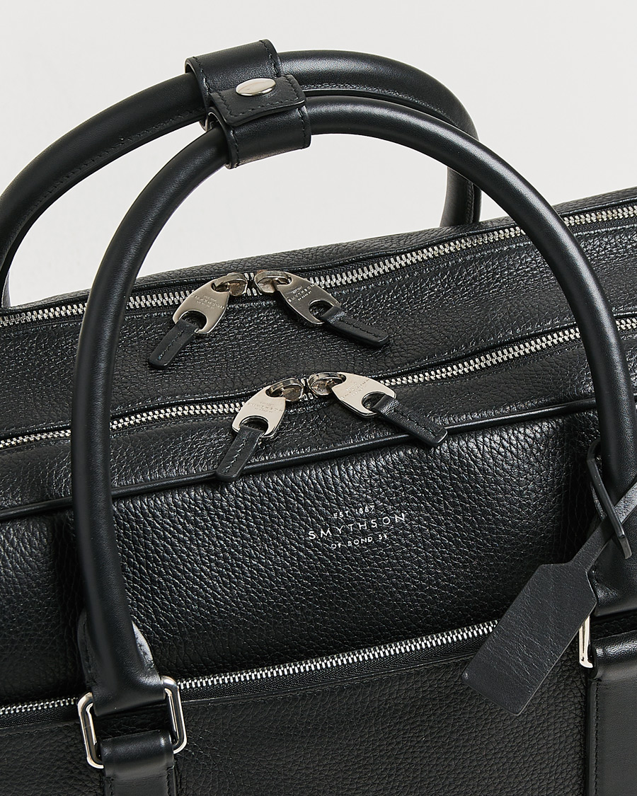 Men | Smythson Burlington 24 Hour Bag Black Deerskin | Pre-owned | Smythson Burlington 24 Hour Bag Black Deerskin