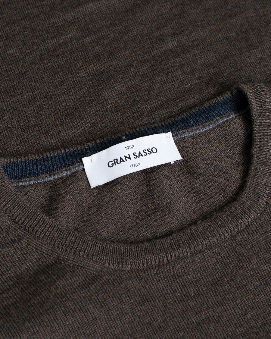 Men | Sweaters & Knitwear | Pre-owned | Gran Sasso Merino Fashion Fit Crew Neck Pullover Brown