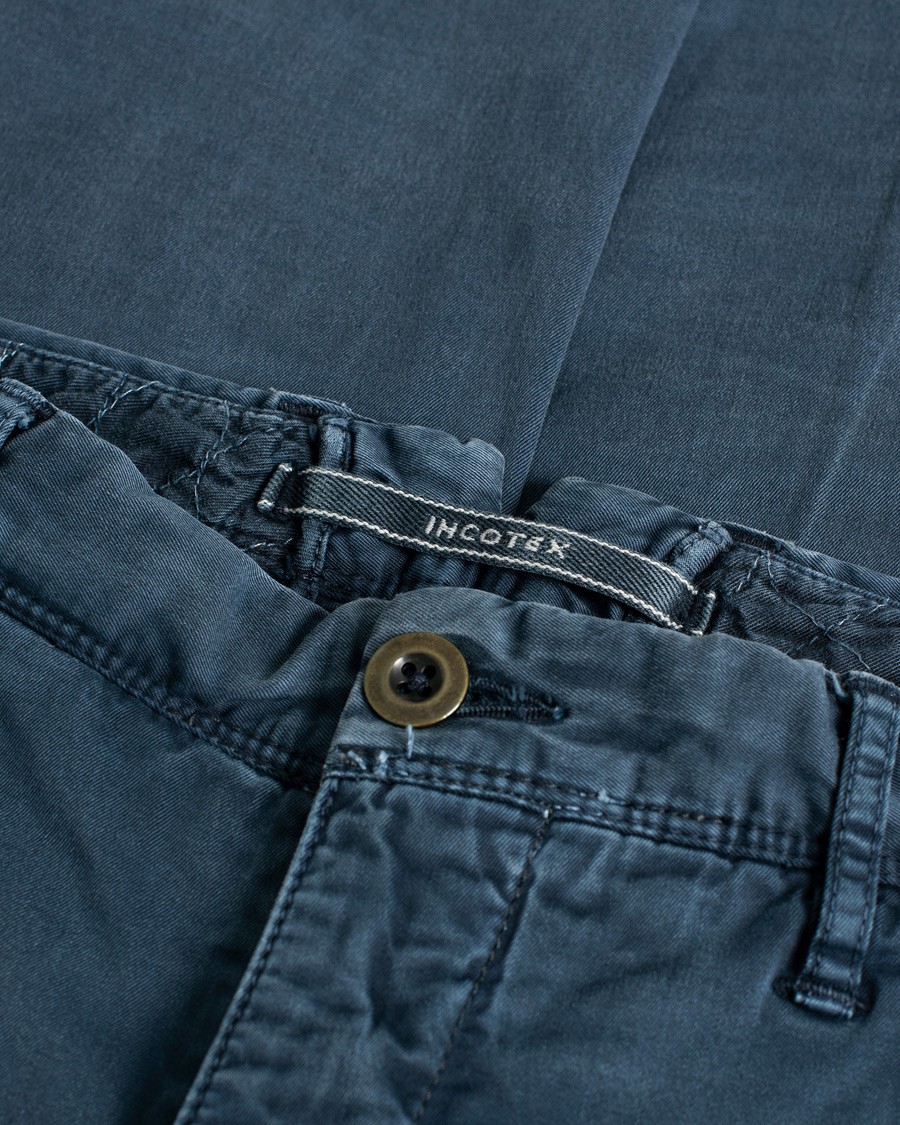 Men | Trousers | Pre-owned | Incotex Slim Fit Stretch Slacks Navy