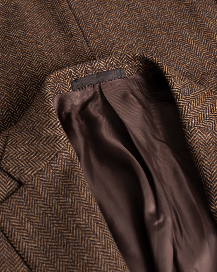 Men | Blazers | Pre-owned | Caruso Herringbone Wool Cashmere Blazer Brown 50