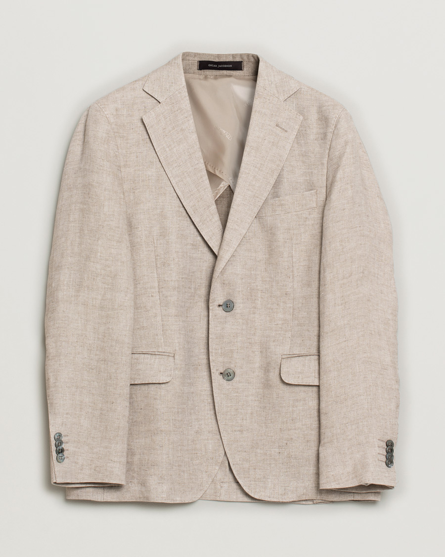 Men | Blazers | Pre-owned | Oscar Jacobson Egel Linen Blazer Beige