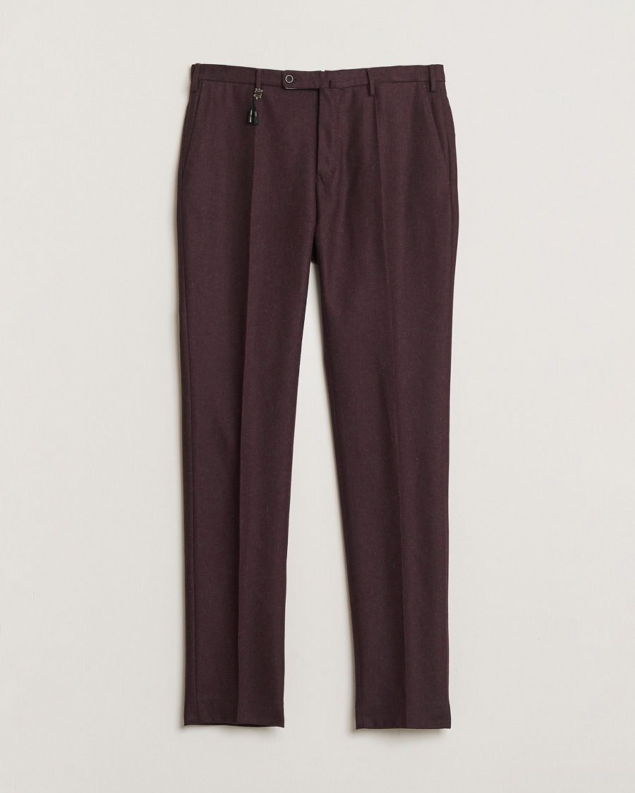 Men | Pre-owned Trousers | Pre-owned | Incotex Slim Fit Super 100's Wool Flannel Trousers Burgundy 48