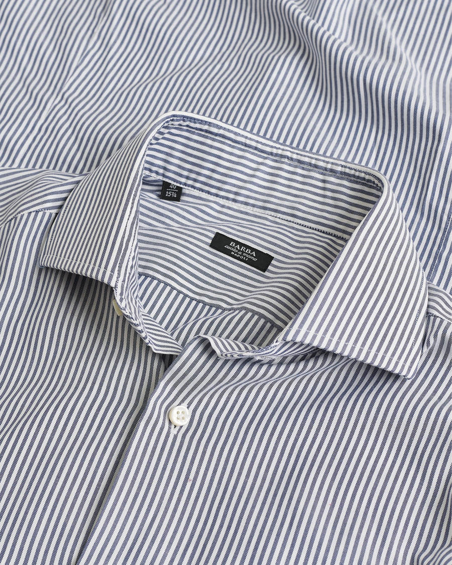 Men | Barba Napoli Cutaway Shirt Blue Striped 40 - M | Pre-owned | Barba Napoli Cutaway Shirt Blue Striped 40 - M
