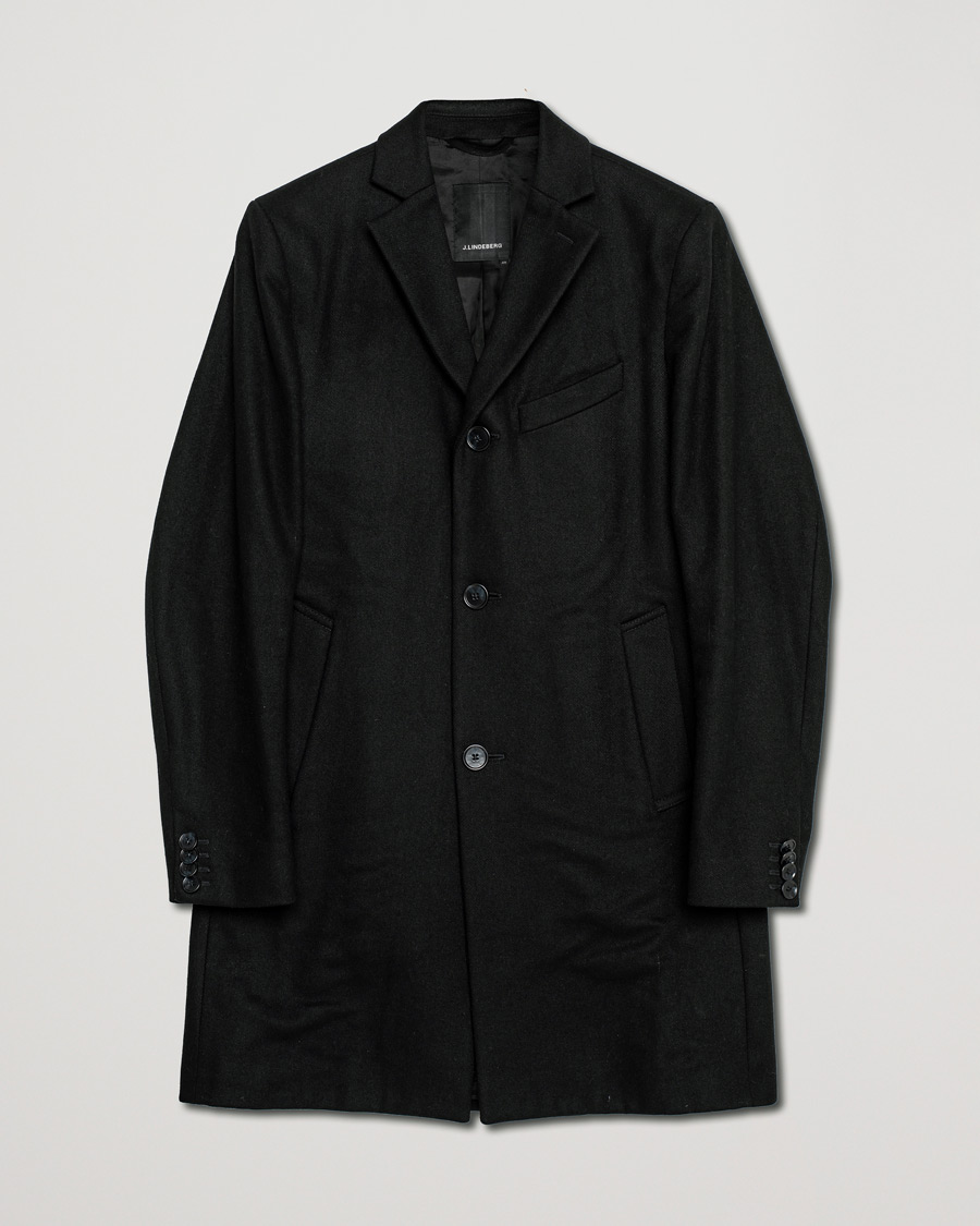 Men | Coats & Jackets | Pre-owned | J.Lindeberg Wolger Compact Melton Coat Black 46