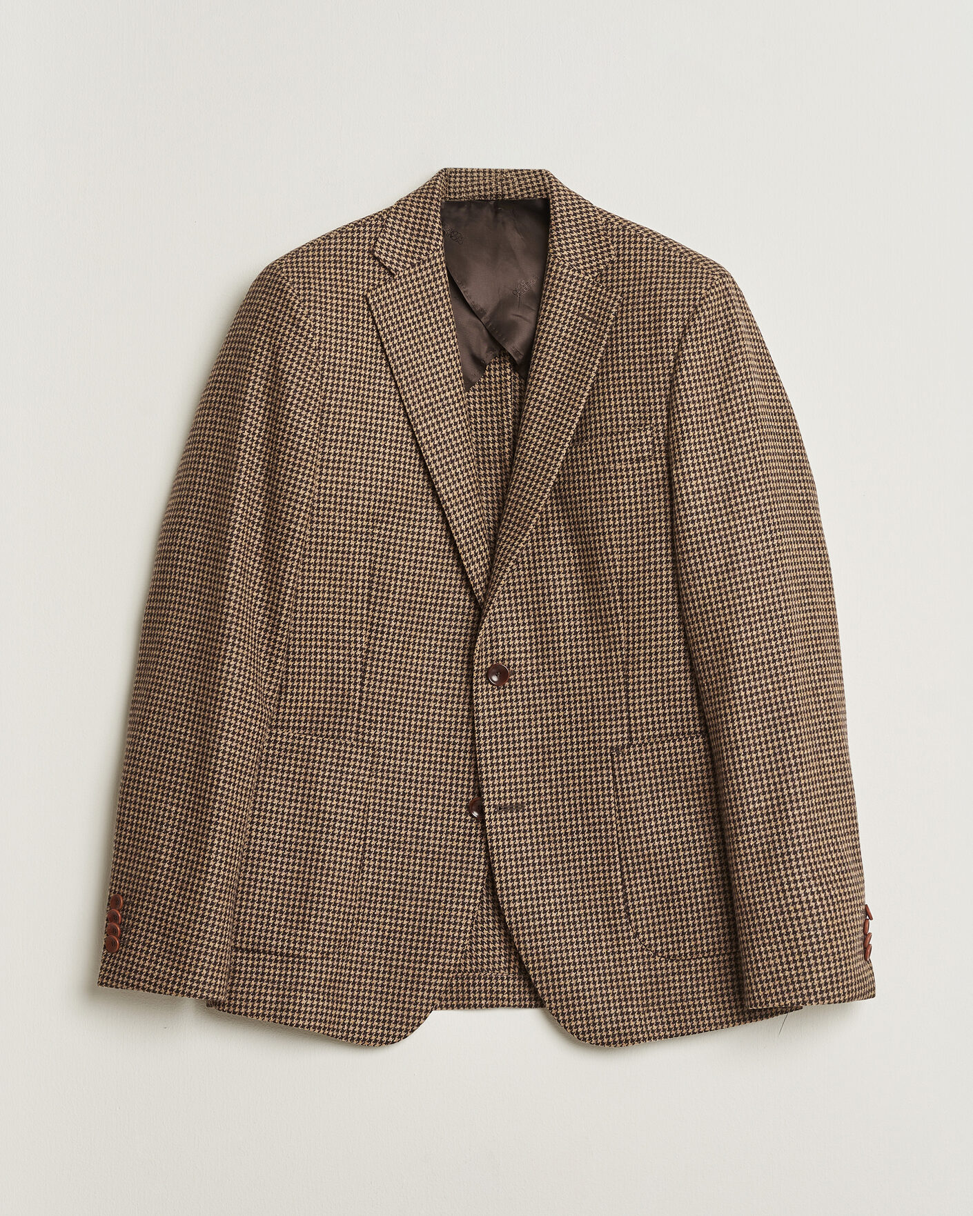 Men | Pre-owned Blazers | Pre-owned | Oscar Jacobson Einar Houndstooth Wool Blazer Brown 50