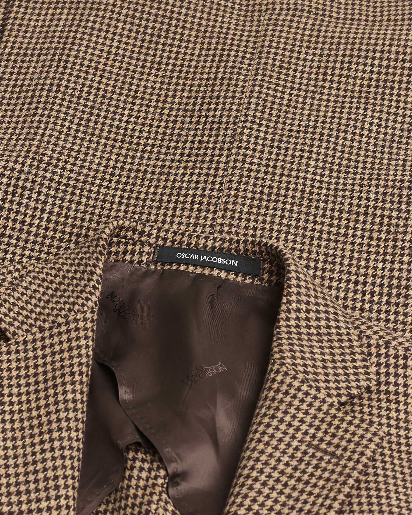 Men | Pre-owned Blazers | Pre-owned | Oscar Jacobson Einar Houndstooth Wool Blazer Brown 50