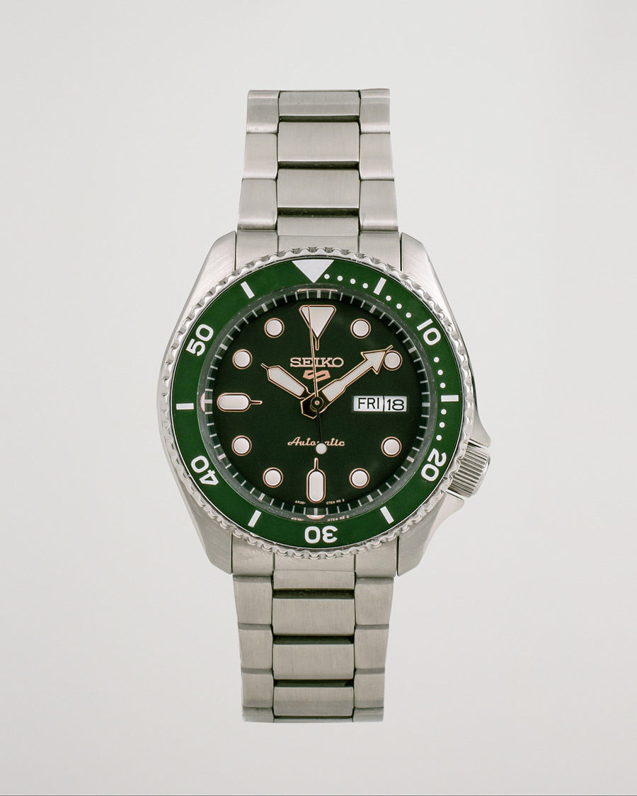 Men | Seiko 5 Sports Mens 43mm 100m Automatic Steel/Green Dial | Pre-owned | Seiko 5 Sports Mens 43mm 100m Automatic Steel/Green Dial