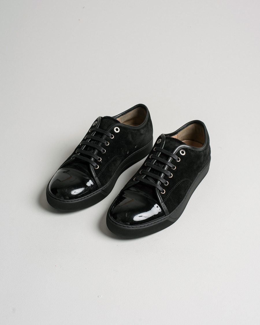 Men | Lanvin Patent Cap Toe Sneaker Black/Black | Pre-owned | Lanvin Patent Cap Toe Sneaker Black/Black