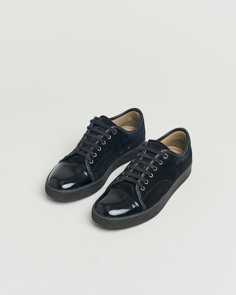 Men | Lanvin Patent Cap Toe Sneaker Black/Black | Pre-owned | Lanvin Patent Cap Toe Sneaker Black/Black