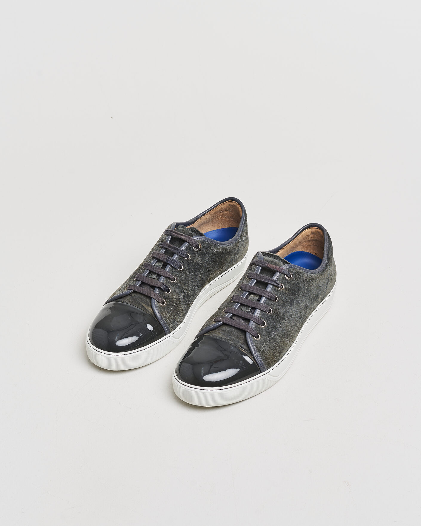 Men | Pre-owned Shoes | Pre-owned | Lanvin DBB1 Patent Cap Toe Sneaker Dark Grey UK10 - EU44